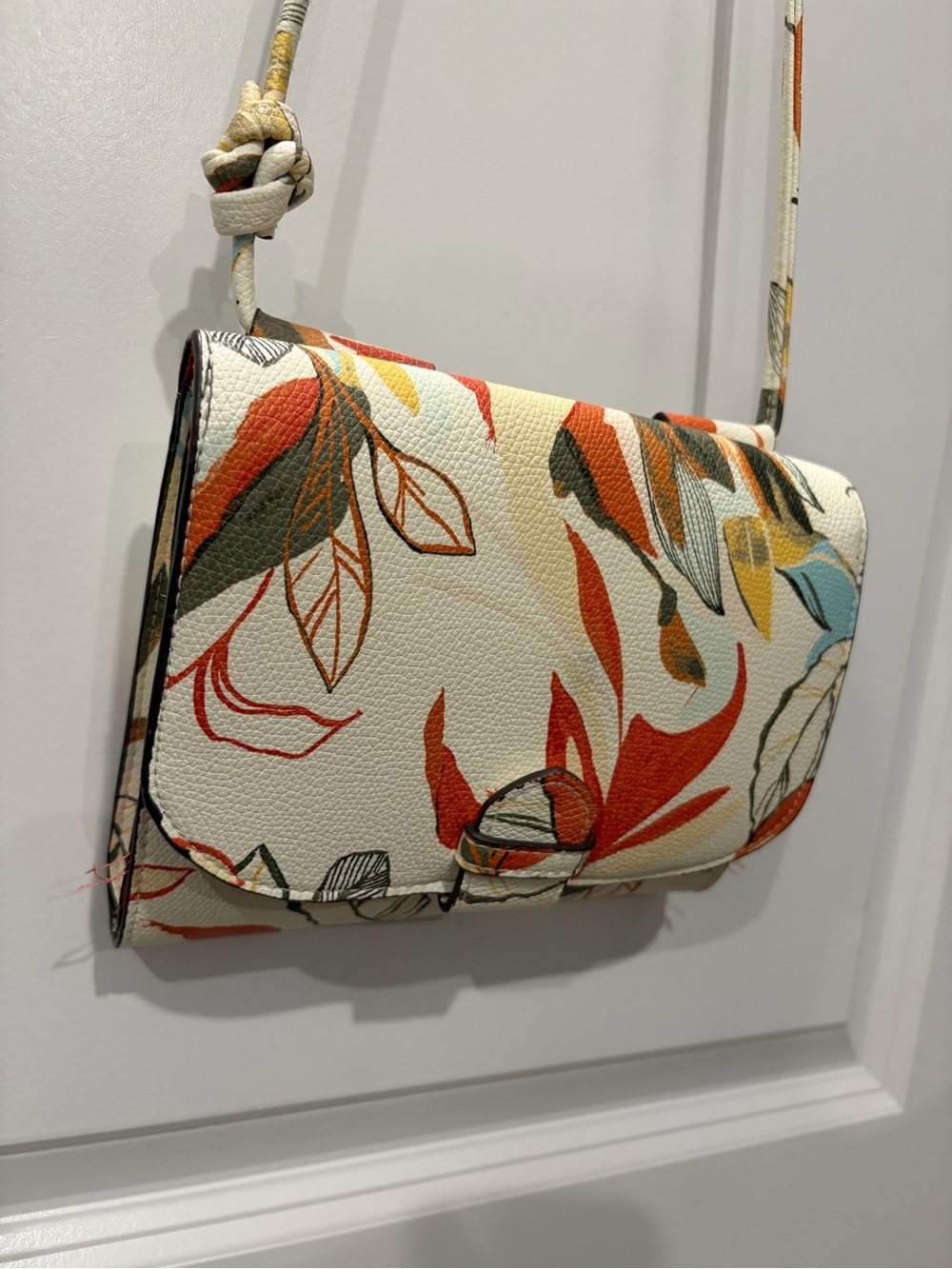 a new day Floral Crossbody Bag in White, Orange, Yellow and Blue
